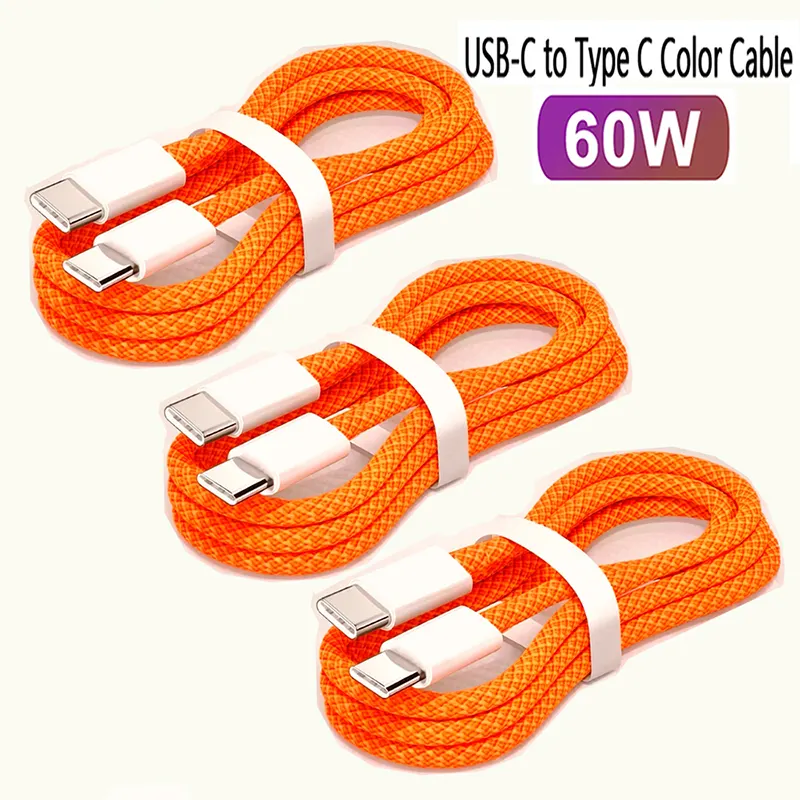 1-3PCS 60W Type C to Type C Super Fast Charging Cable Data Cord For Phone15 16 IQoo Quick Charing USB C Cables