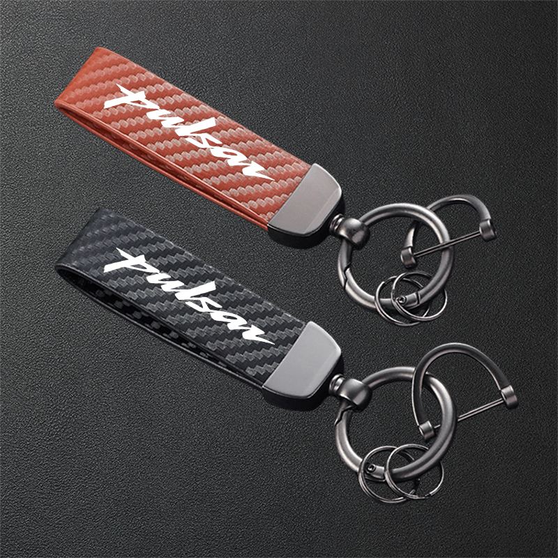 For Bajaj Pulsar 125 150 180 RS200 NS200 NS160 Accessories Carbon Fiber Textured Leather Keychain Motorcycle Keyring