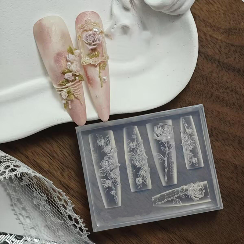 ’ 1Pc Flexible Nail Art Silicone Molds Create Rose Flower Charm For Professional Design And Jewelry Making