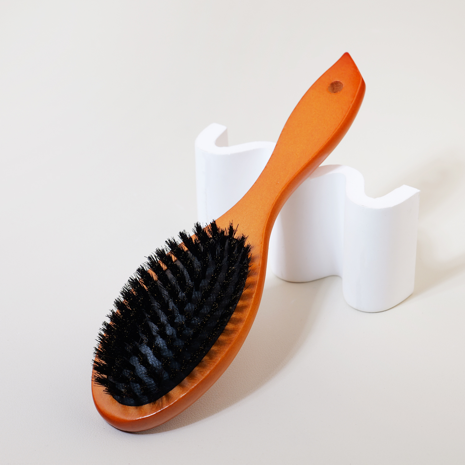 Unfold Styling Airbag Comb, One Piece Wooden Handle, Bristle Hair Brush, Salon Hair Care, Special for Real Hair