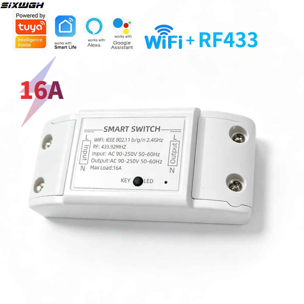 16A Tuya WiFi Smart Switch Support RF 433MHZ Works With Smart Life App Alexa Home Voice Control for Home Automation