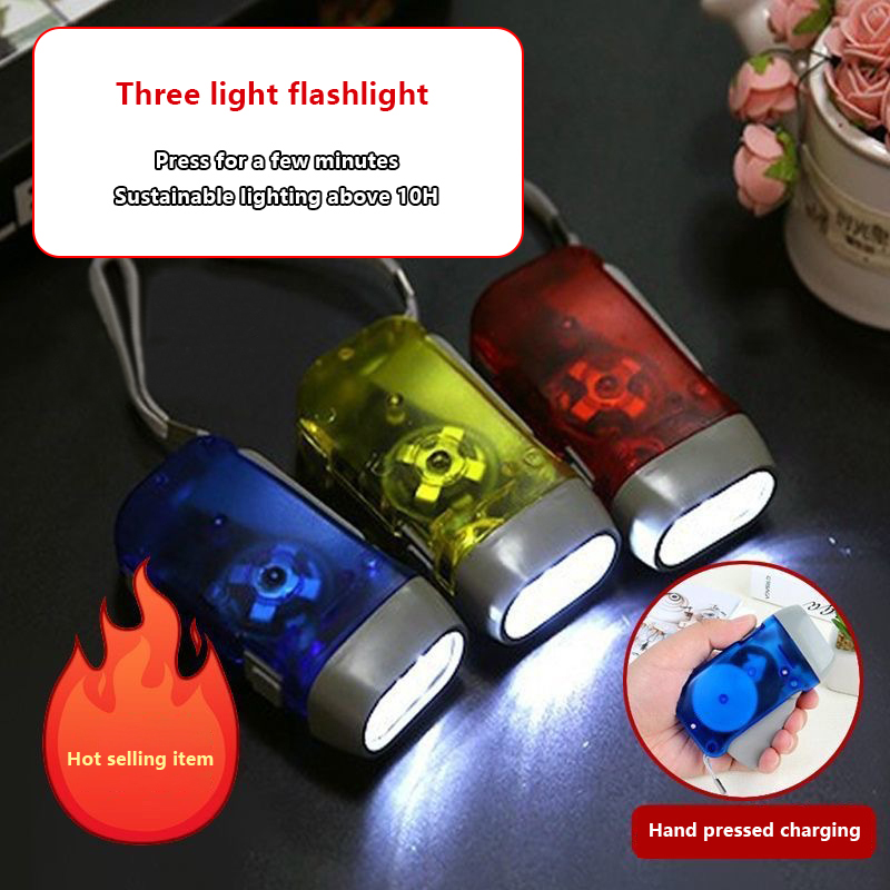 1Pc Household Hand-held Self Generating Flashlight Rechargeable Outdoor Night Camping Rainproof Portable LED Lighting Flashlight