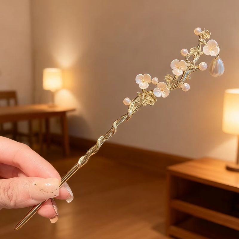 1pc Exquisite pearl flower hairpin with high-end feel, elegant style, and traditional Chinese qipao hairpin headpiece