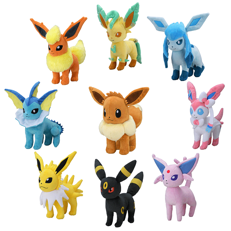 Complete set for sale The Eevee Family Pokemon Plush Toys Sylveon Peluche Umbreon Vaporeon Flareon Pikachu Stuffed Dolls