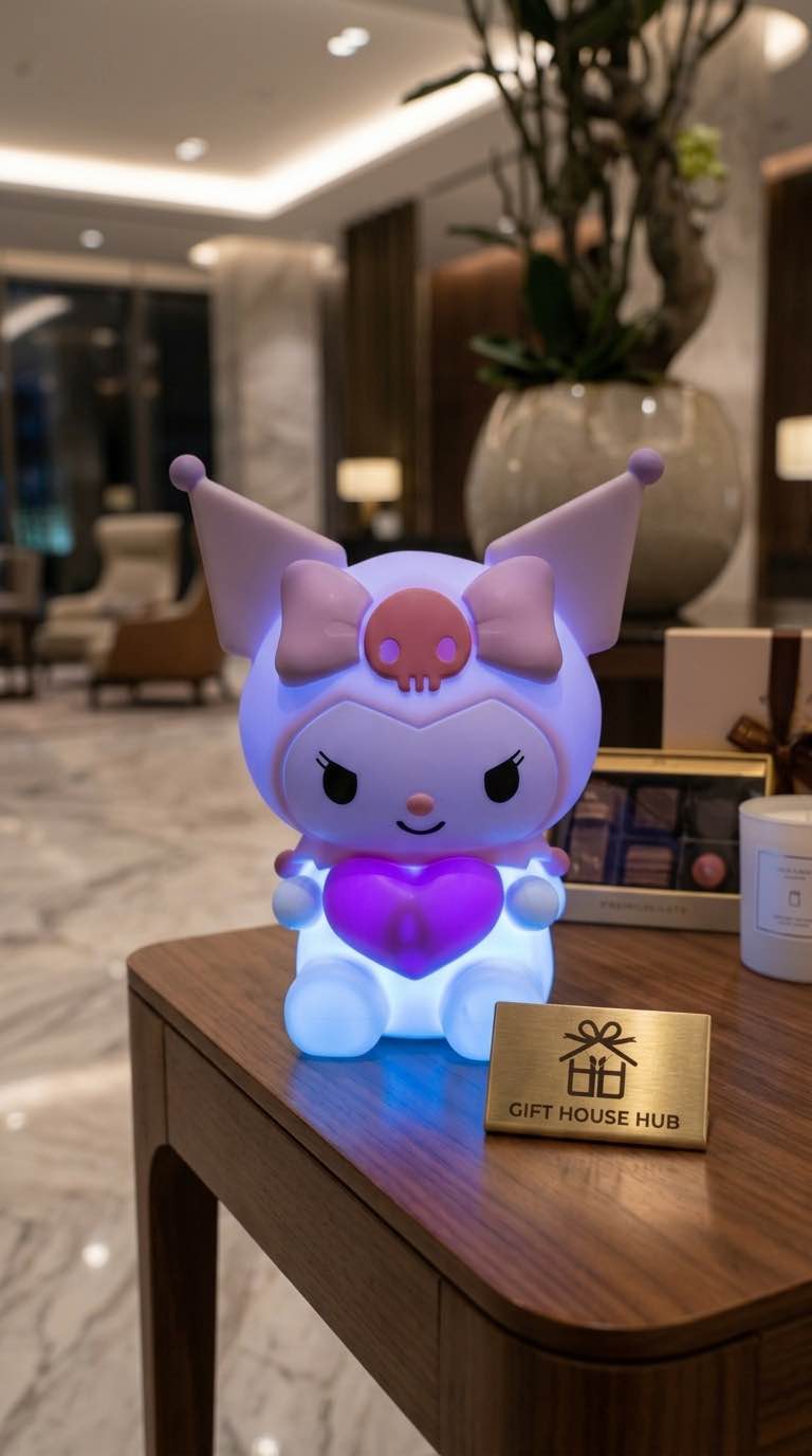 Cute Kuromi LED Night Lamp | Soft Silicone USB Rechargeable Touch Lamp | Bedroom & Kids Night Light | Gift House Hub