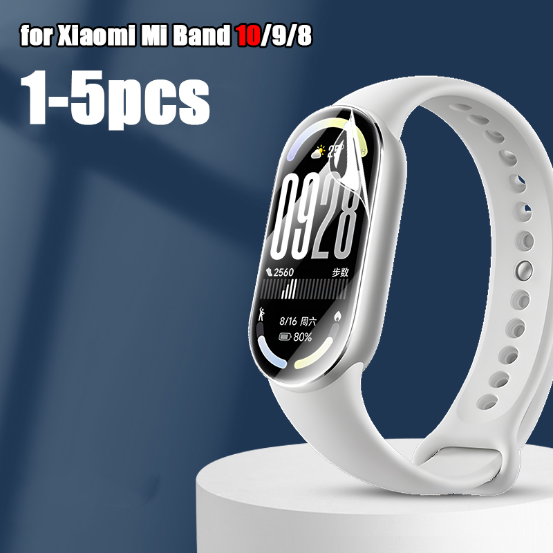 5PCS Smartwatch Hydrogel Film For Xiaomi Mi Band 10 Soft TPU Full Coverage Screen Protectors For Miband 9/8 HD Clear Cover Films
