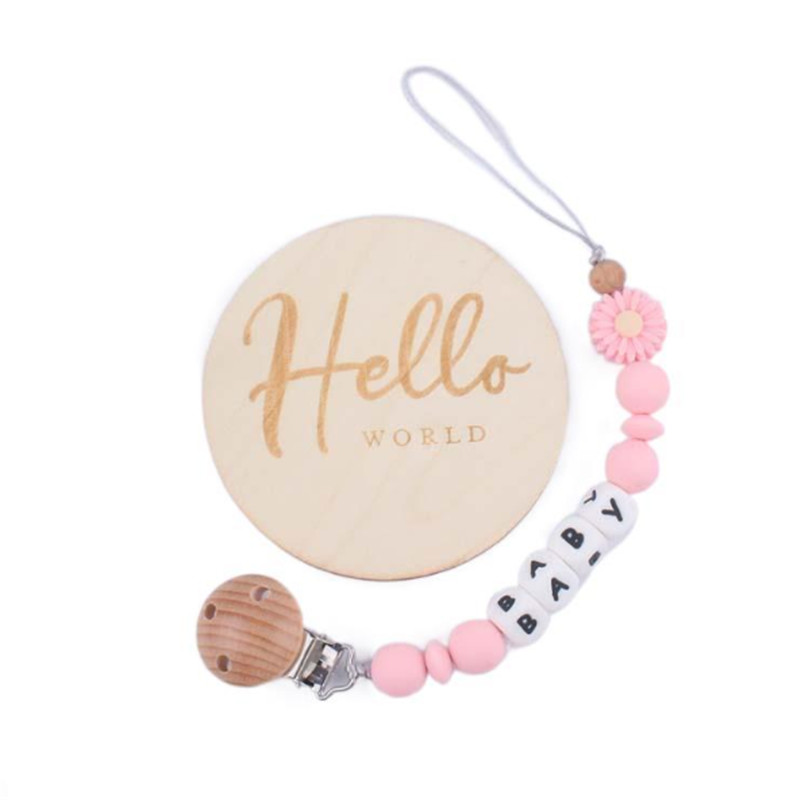 2PCS Wooden Baby Pacifier Chains Handmade Dummy Pacifiers Clips Safety Newborn Girl Boy Eco-friendly Nipple Chain Clip