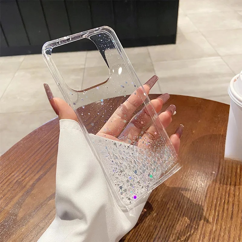 For Samsung Galaxy S25 S25Plus Plus + S25Edge Edge S25Ultra Ultra S25FE FE Case Glitter Star Sequin Clear Thin Soft Phone Cases