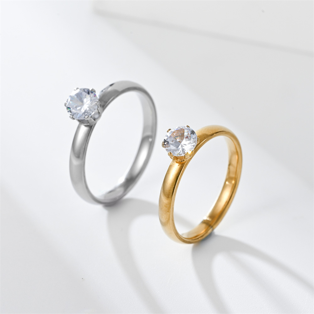 New Exquisite Luxury Classic Stainless Steel Ring Zirconia Ring For Men Women Wedding Engagement Unisex Jewelry