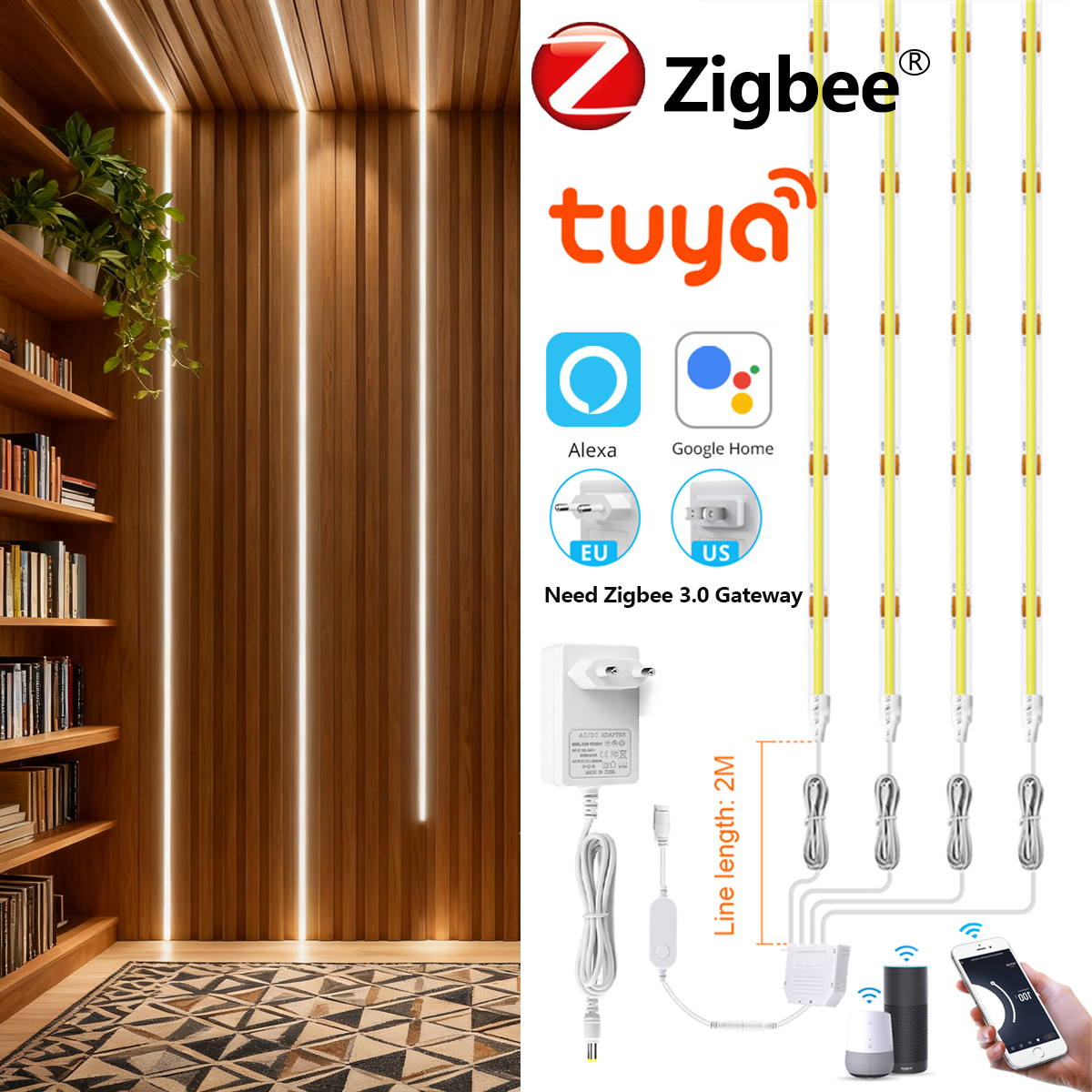 Zigbee Smart Controller RGB LED Neon Strip for Tuya Alexa Assistant Voice Control,Game Room TV Backlight Ambinet Lamp