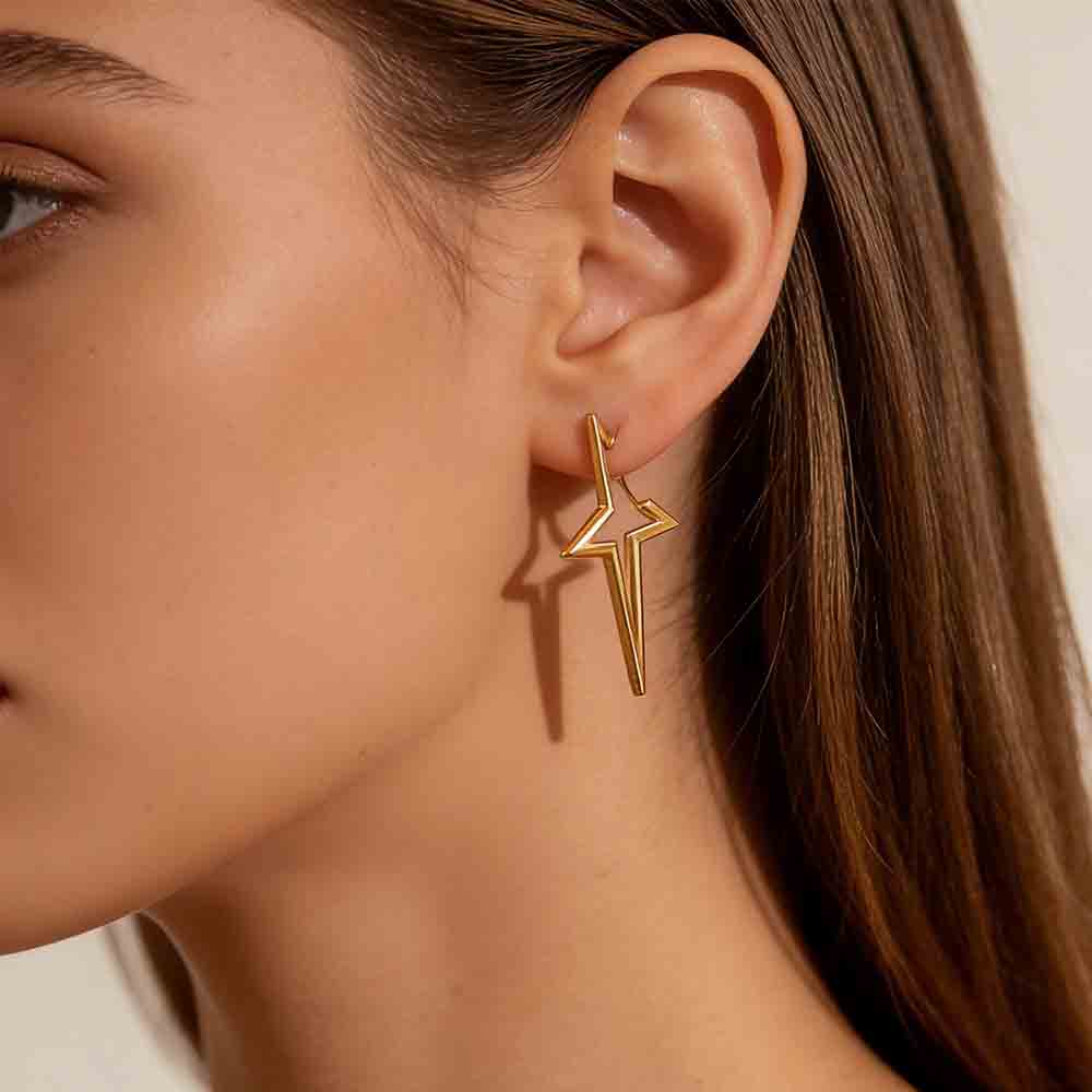Skyrim Fashion Big Star Stud Earrings Irregular Geometric Korean Stainless Steel Earring Minimalist Jewelry for Women