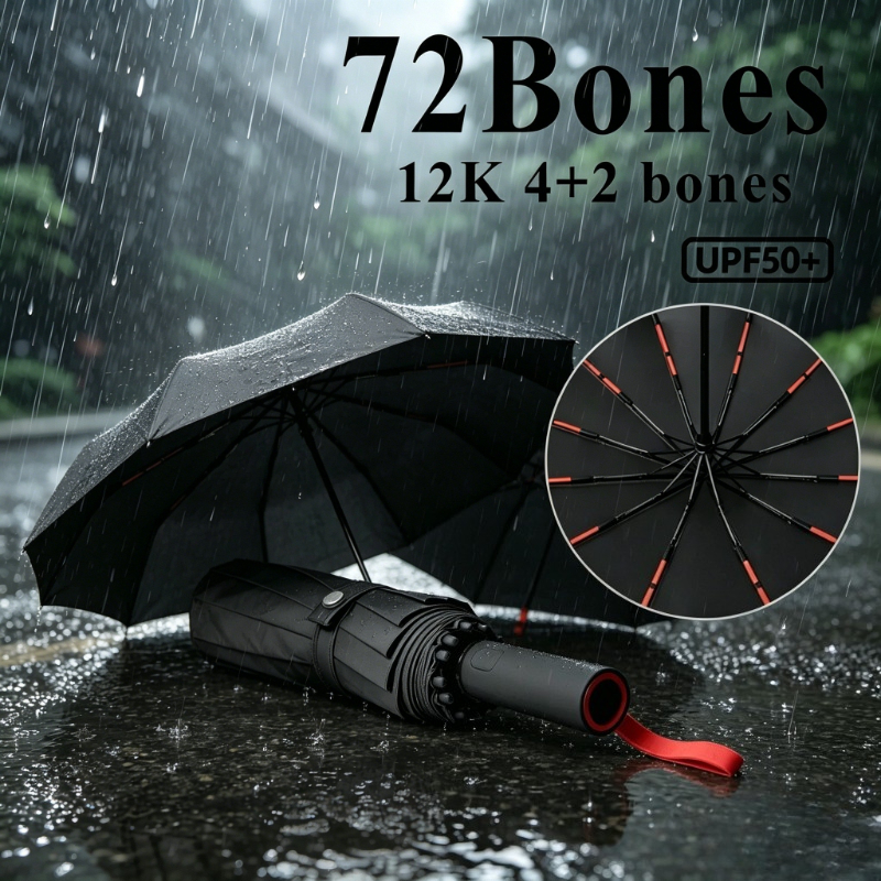 Super Strong Windproof Automatic Folding Men Umbrella 72 Bone Reinforced Large Rainproof Sun UV Protection Umbrellas Women