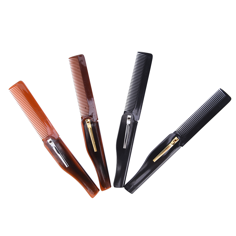 1Pc Foldable Hair Comb Pocket Clip Hair Moustache Beard Comb Hair Grooming Styling Tool Portable