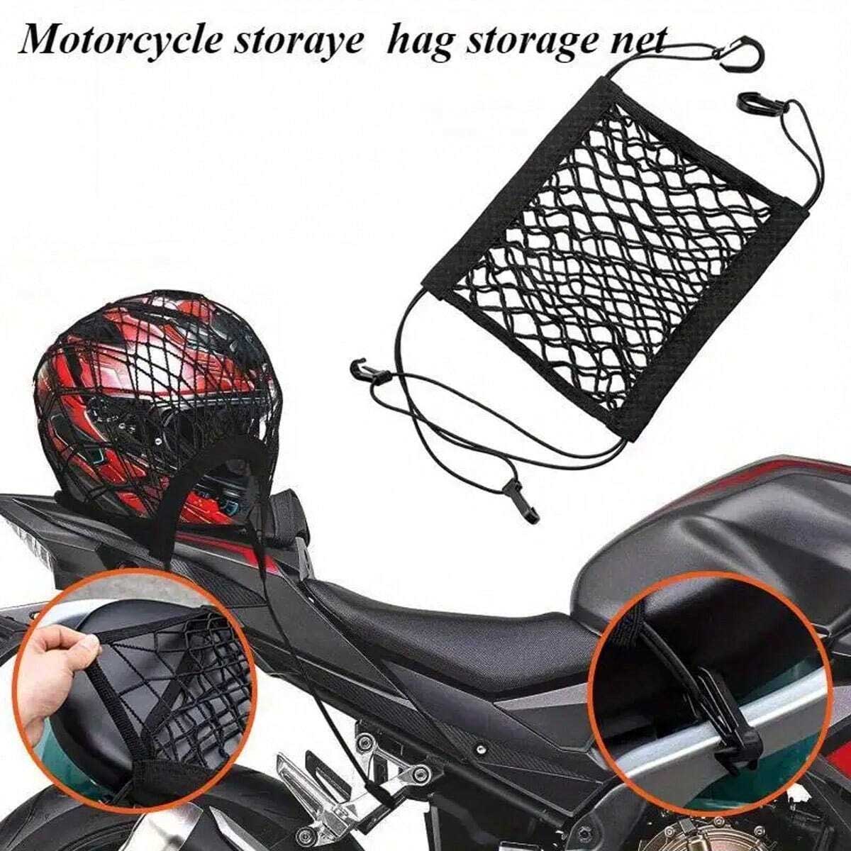 All-in-one universal motorcycle/scooter elastic cargo net with helmet binding for motorcycles, scooters and bicycles