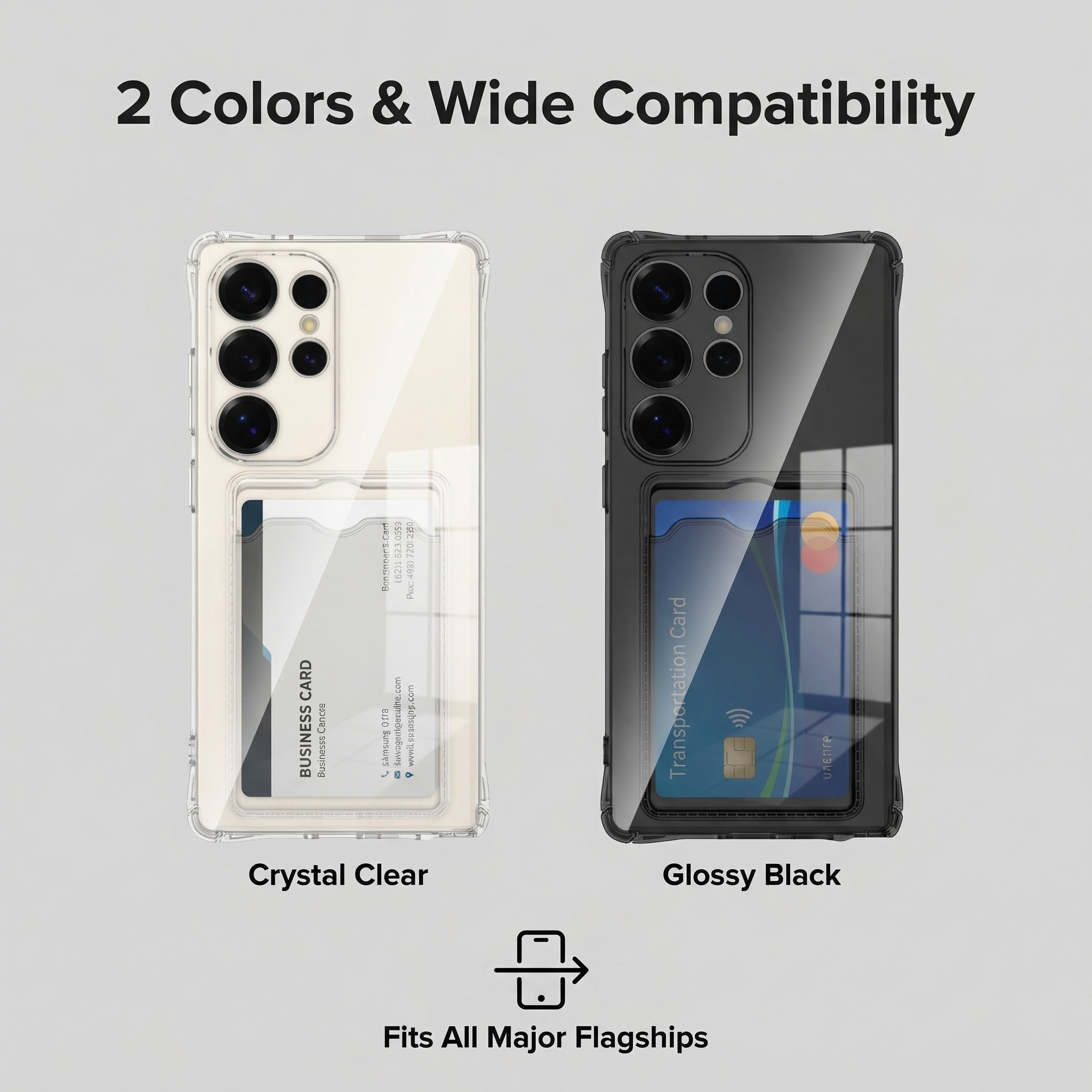 Luxury Card Pocket Silicone Soft Case For S25 S24 S23 S21 FE S22 Ultra Plus Card Bag Clear Shockproof Fundas