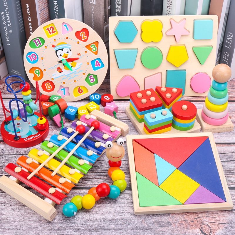 Montessori 3D Wooden Puzzles for Kids Baby Early Learning Games Educational Wooden Toys For Children Birthday