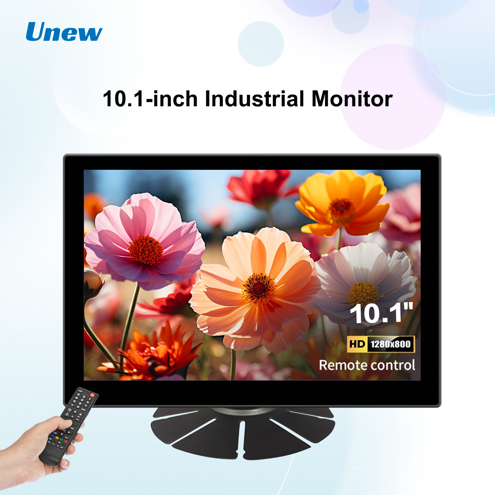 Unew 10.1 inch 1280x800 16:10 Industrial Monitor - VGA/HDMI/AV/BNC/DVI, Built-in Speaker & Stand, for Office Home Display