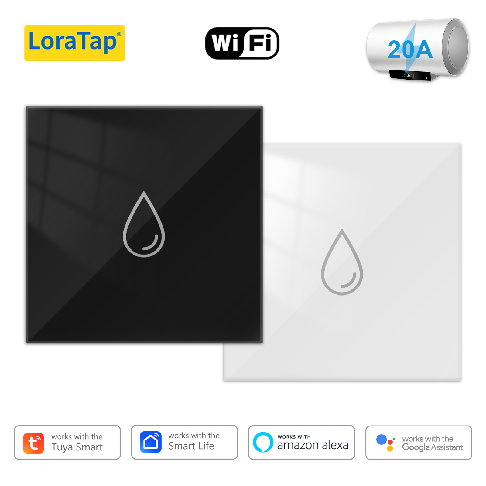 LoraTap Tuya Smart Life EU 20A Boiler Switch Energy Consumption Monitoring Voice Control by Home Alexa
