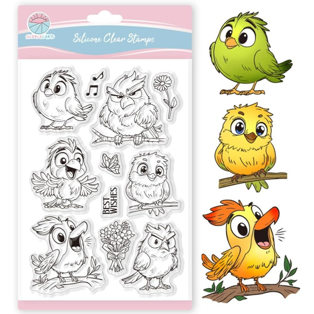 Funny Bird Clear Stamps for Scrapbooking Flowers Butterflies Silicone Stamp Music Animal Transparent Stamp for Card Making DIY