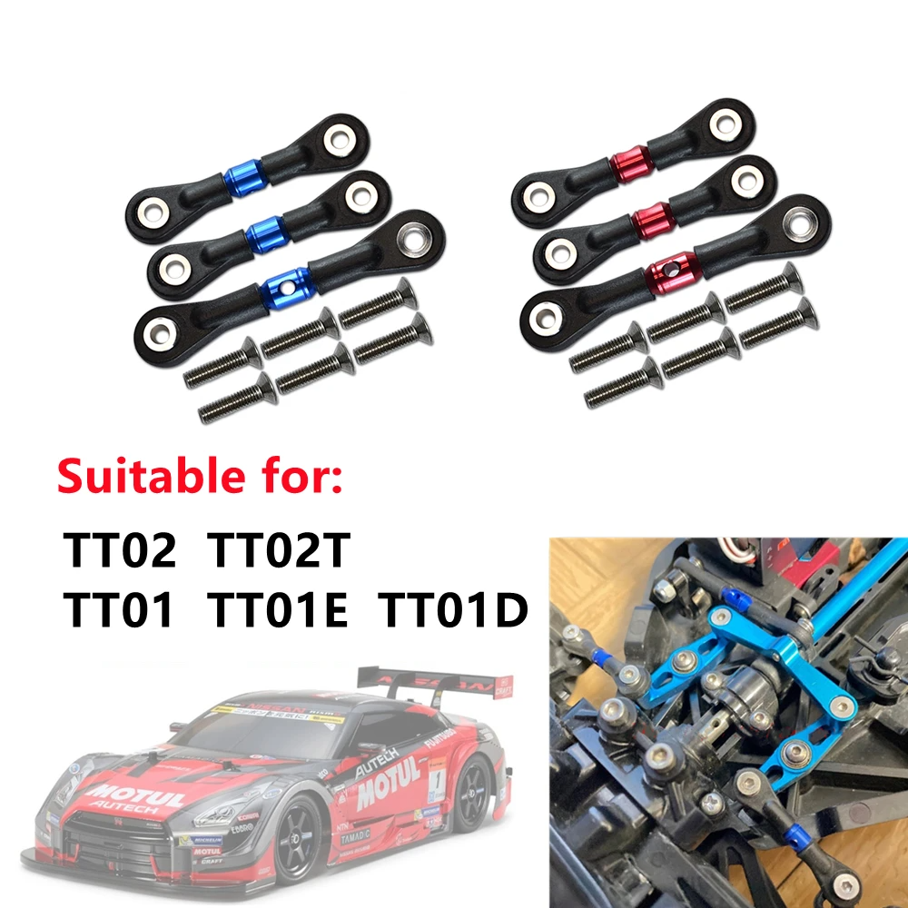 Adjustable Steering Tie Link Pull Rod Linkage for Tamiya TT-02/TT02T 1/10 RC Car Replacement RC Car Upgrades Parts Accessories