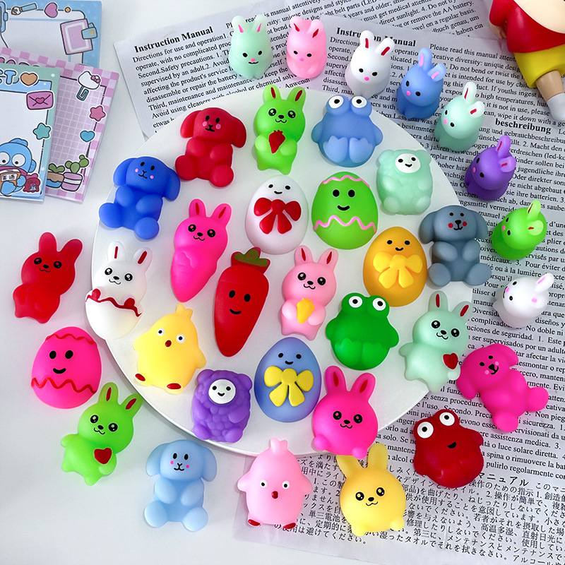 1/5/10/18Pcs Easter Cute Dumplings, Pinch and Decompress Little Egg Waffles, Cute Rabbits and Mochi Animals