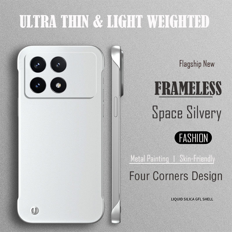 Metal Surface Painting Ultra Thin Frameless Phone Case For Poco X6 F6 F5 Pro F3 Cases Smooth Full Cover