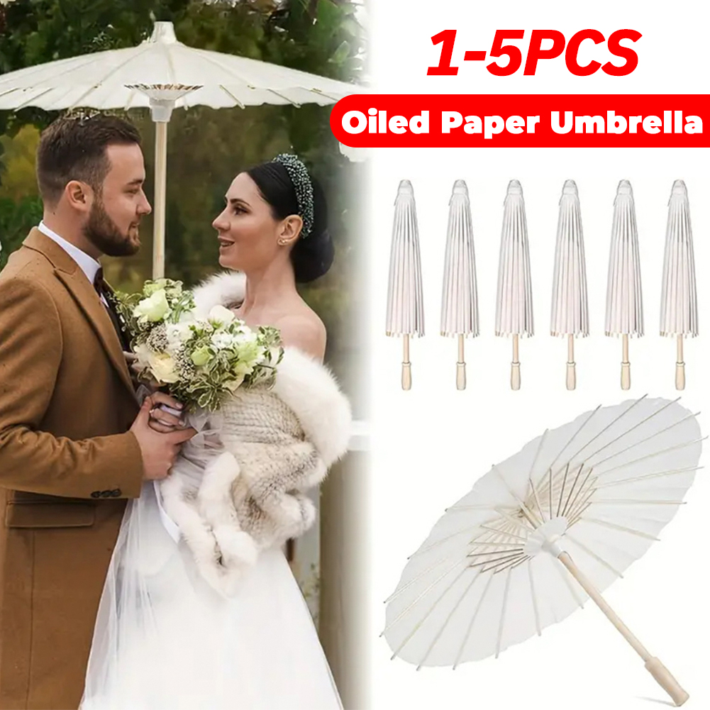 8-1PC 60cm Paper Parasol Chinese Wedding Paper Umbrellas DIY White Umbrella Photography Props Parasol Summer Whites Party Bridal