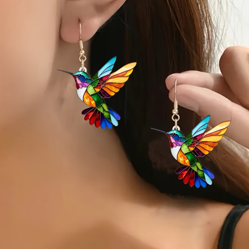 Colorful Hummingbird Stud Earrings for Women Fashion Cute Animal Dangle Earring Statement Jewelry s