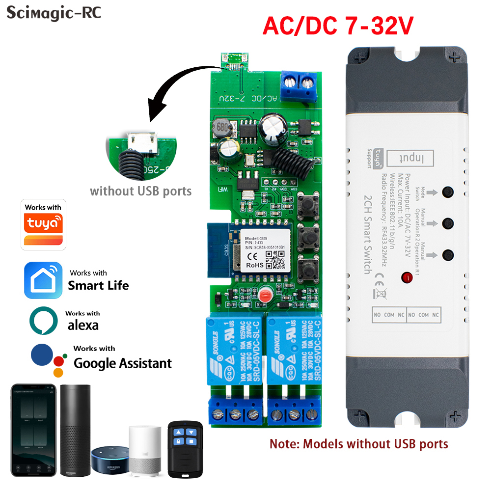 6 Channel Smart WiFi Relay Module DC 12V/24V RF Remote Control Switch Work With Tuya Alexa Home