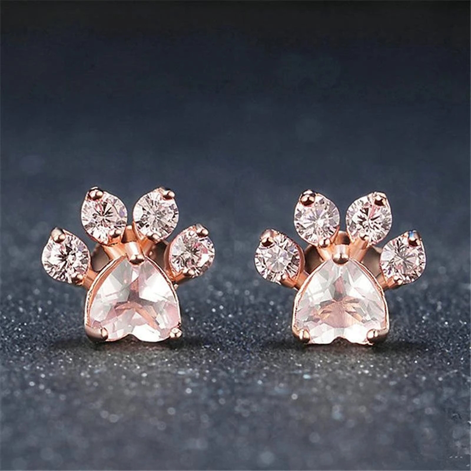 Cat Paw Stud Earrings Animal Claws Shape Rhinestone Earrings Luxury Female Crystal Zircon Stone Stud Earrings Accessories