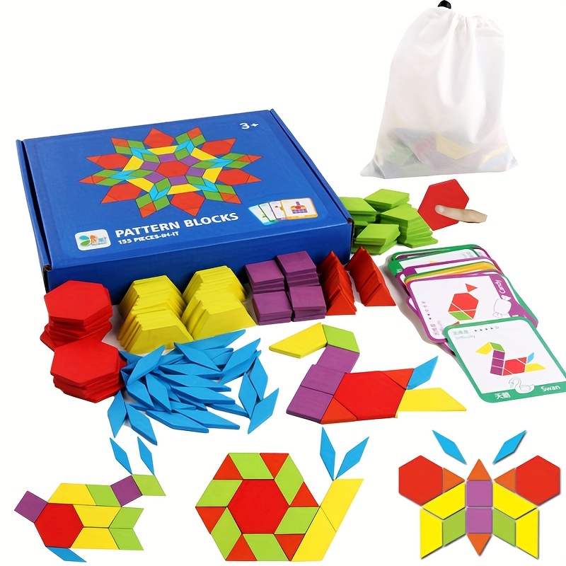 DIY Children's Wooden Toys 155pcs Wooden Jigsaw Puzzle Board Set Colorful Montessori Educational Toys For Children Kids
