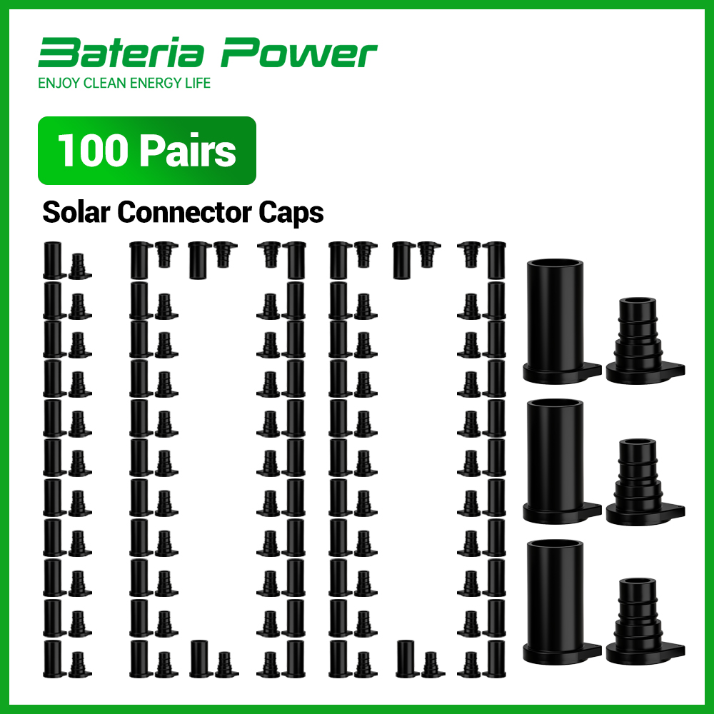 100 Pairs Solar Connector Caps IP68 Waterproof Dustproof Sealing Covers Male & Female Protective Caps for PV Solar Panel Cable