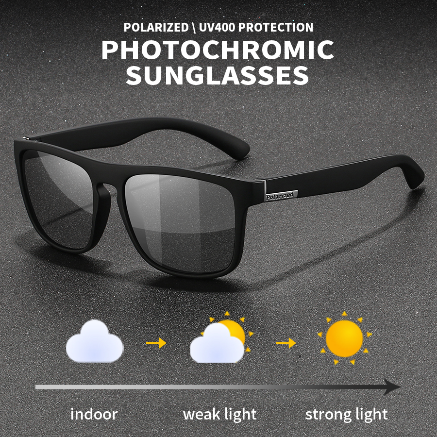 Fashion Square Photochromic Polarized for Men Women Cycling Running Safety Goggles Lightweight Outdoor Goggles