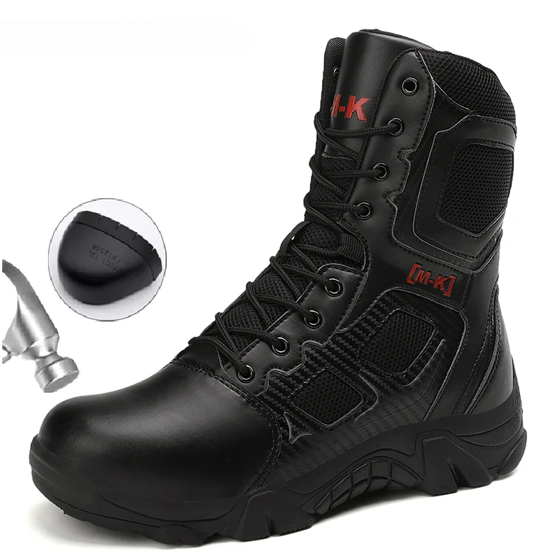 Fashion Men Safety Boots With Steel Toe Cap Anti-smash Work Safety Shoes Men Indestructible Work Hiking Warehouse Shoes