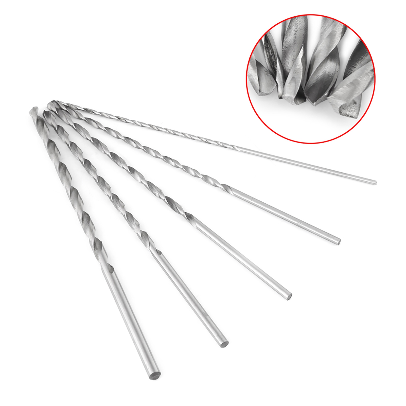 5pcs Extra Long Drill Bit High Speed Steel Straight Shank Twist Drill Bit Tool 2-5mm For Woodworking
