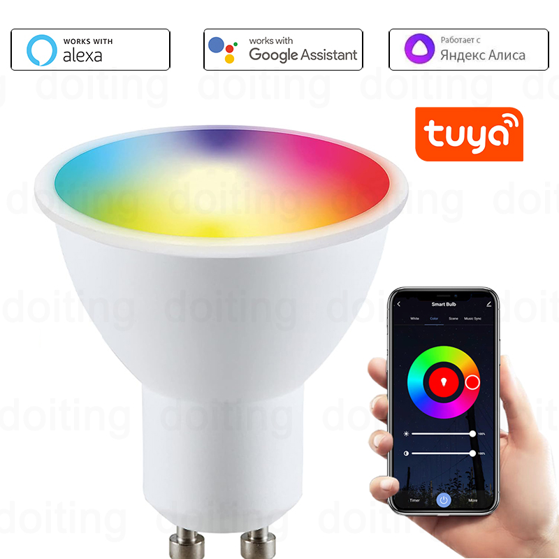 Smart LED GU10 Bulb 5W/7W/9W 220V/110V WiFi Tuya Alexa Compatible Lamp with APP Control Works with Assistant Spotlight lightify