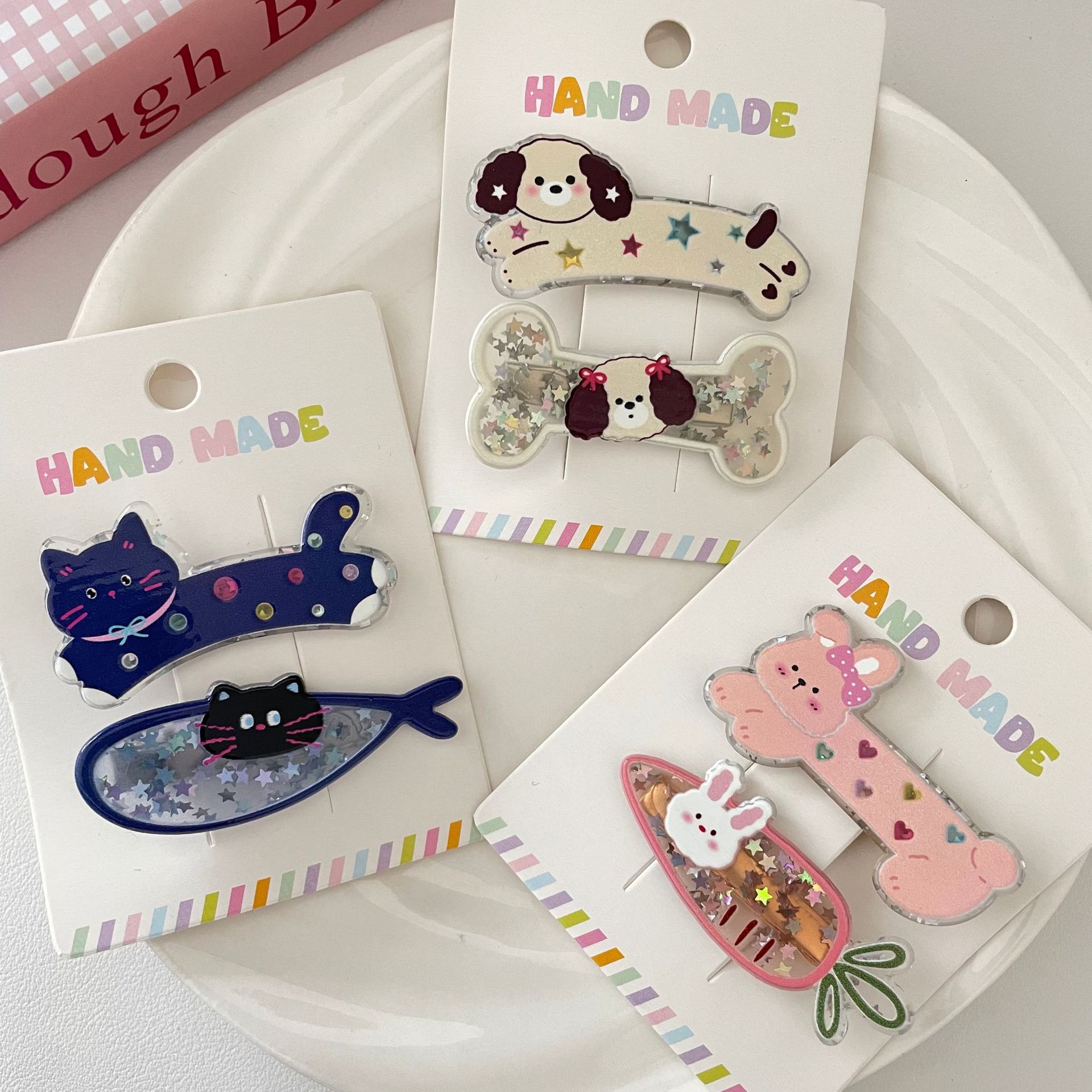 2pcs cute cartoon creative dog bone hair clip a pair of clips headband bangs clip for women forehead side clip