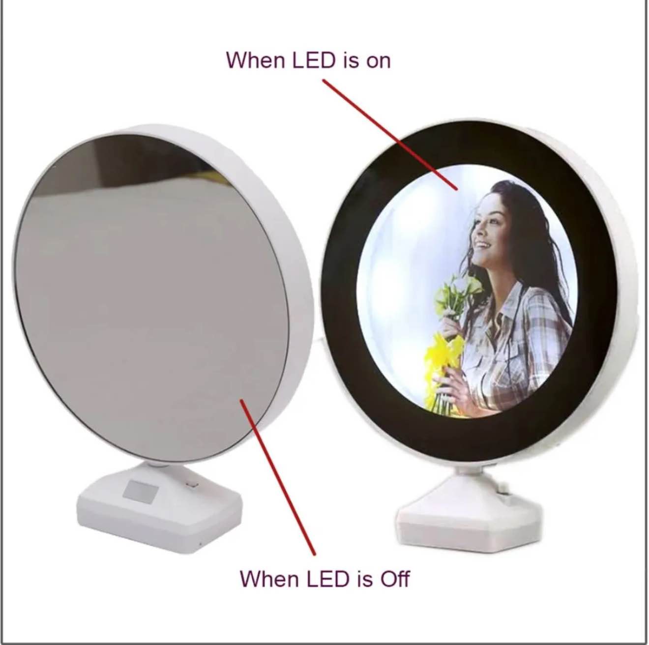 Magic Mirror Photo Frame With LED Light And Rechargeable