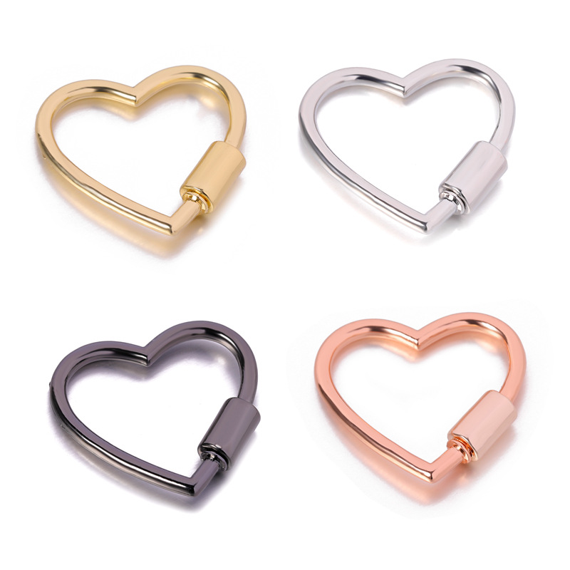 Hot Heart Shaped Opening Buckle Metal Spring Gate Ring Keychain Dog Chain Connection Buckles Bag Lanyard Clip Hook DIY Accessory