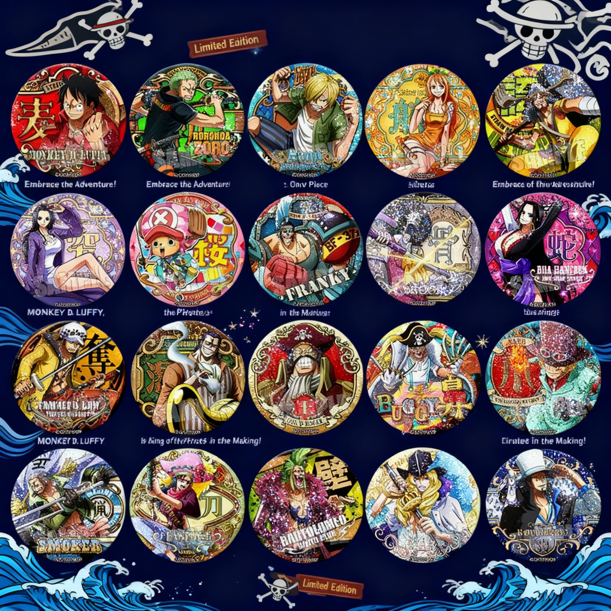 One Piece Anime Badge Set Luffy Zoro Ace Nami Shanks Metal Pin Brooch Accessories Cosplay Collection