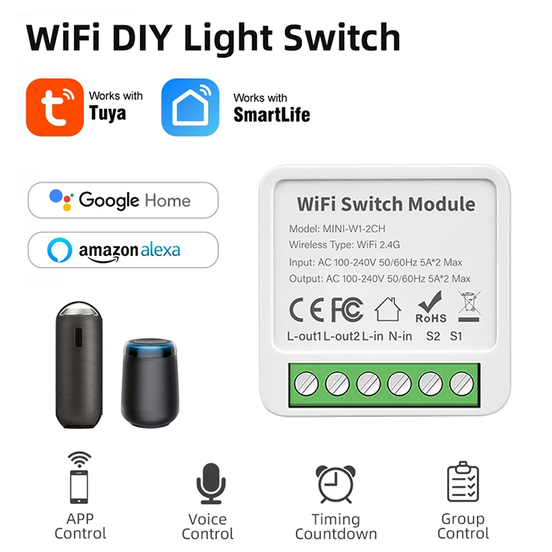 Tuya Smart Switch Wifi Switch Work For USB LED Light Strip Control DC 5V Smart Life Alexa Home lightify