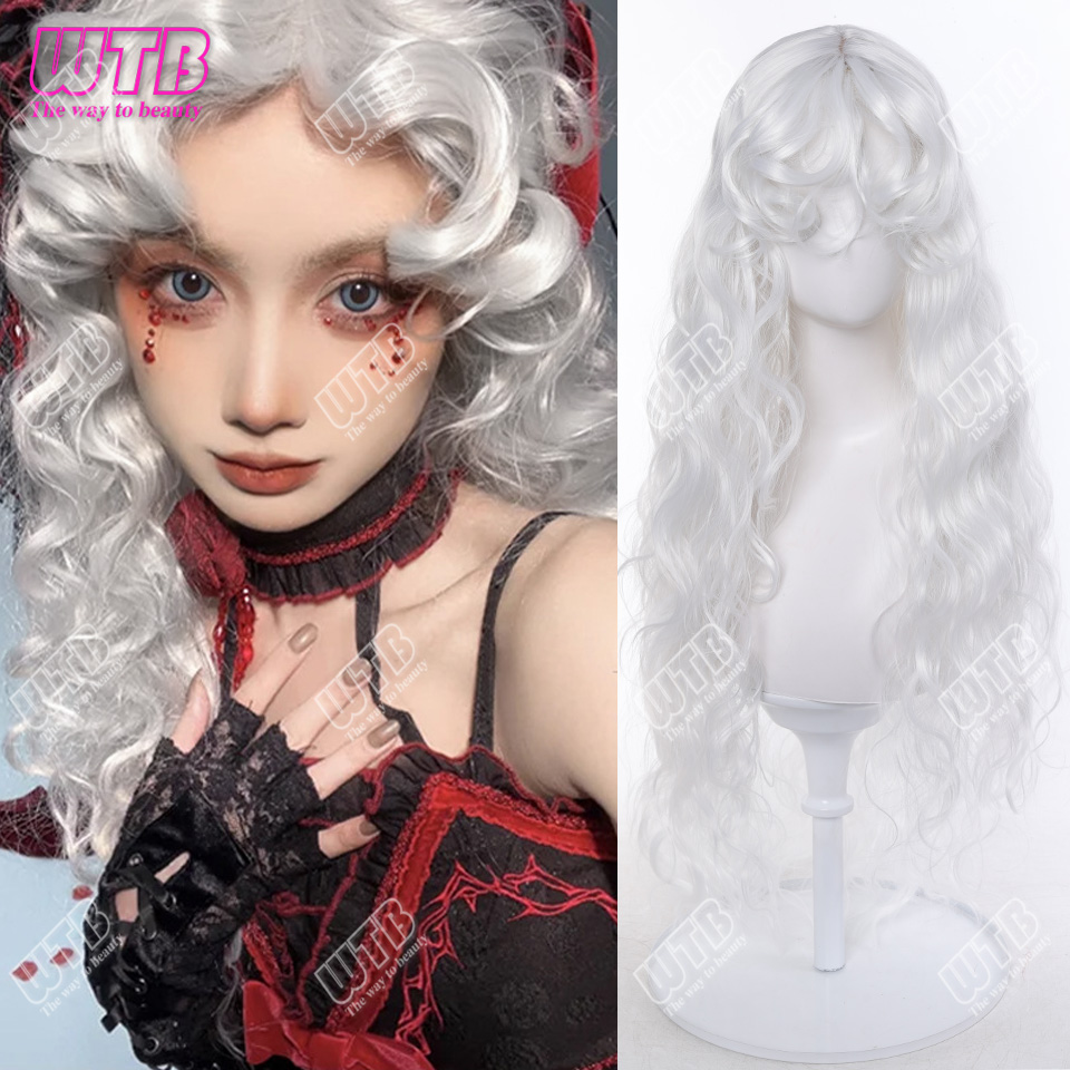 Long Body Wave white Cosplay Synthetic Heat Resistant Middle Part Natural Lolita For Women