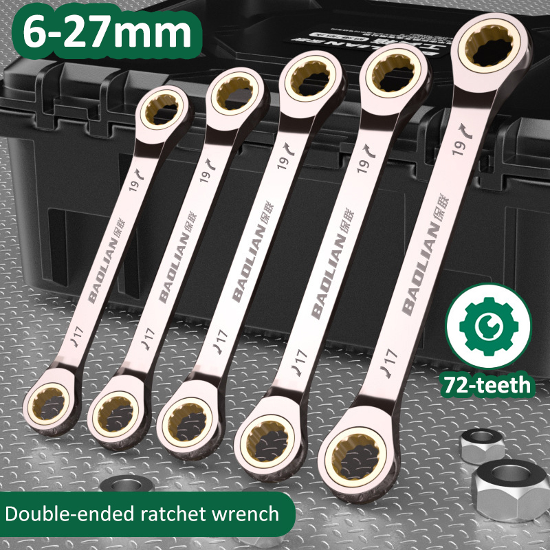 1Pc Double Head Universal Torx Wrench Adjustable Torque 6-27mm Ratchet Spanner for Bicycle Motorcycle Car Repair Tools Hand Tool