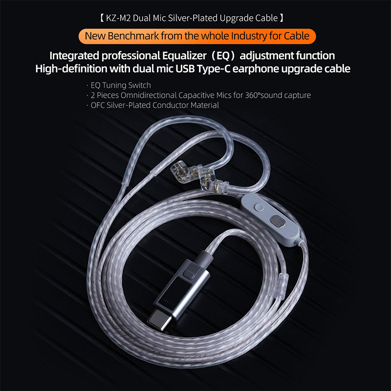 KZ M2 Cable Silver plated upgrade cable Headphones wire Type-C 2PIN 3.5mm For KZ ZSN ZSX EDX AS16 ZS10 PRO X Castor D-Fi ZS12