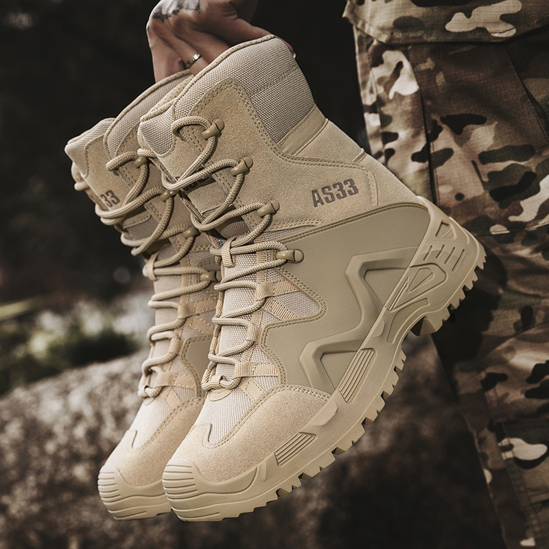 2024 New Triangle Region Cross-Border Men's Tactical Boots Outdoor Hiking Camping Warfare Ankle Height Winter Season