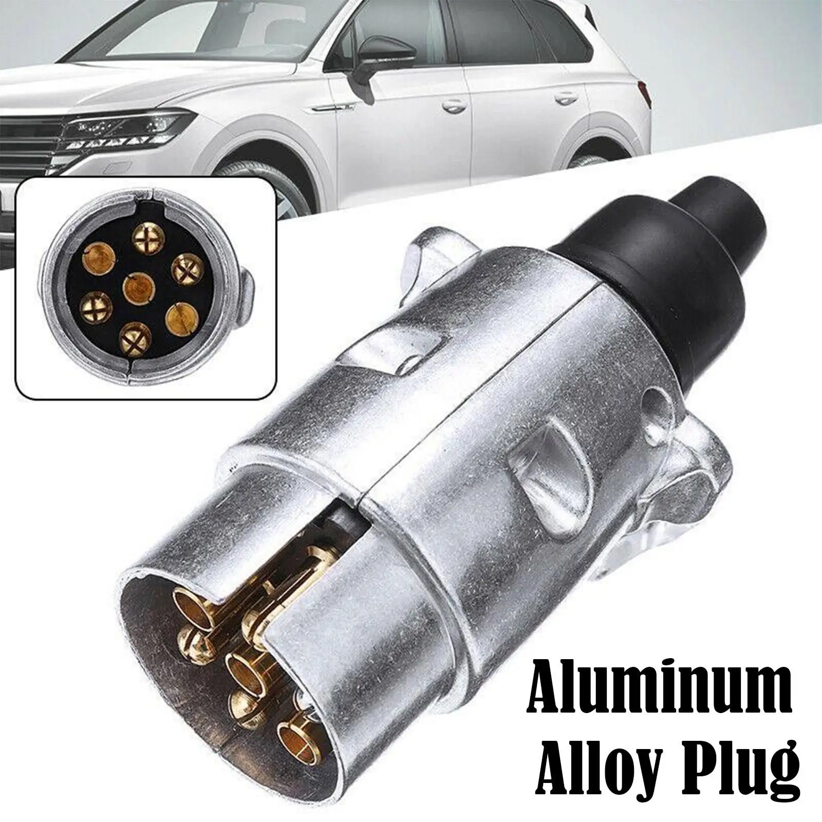 7 Pin Aluminium Alloy Plug Trailer Truck Towing Electrics Durable 12V Connector EU Plug Professional Replacement For Truck