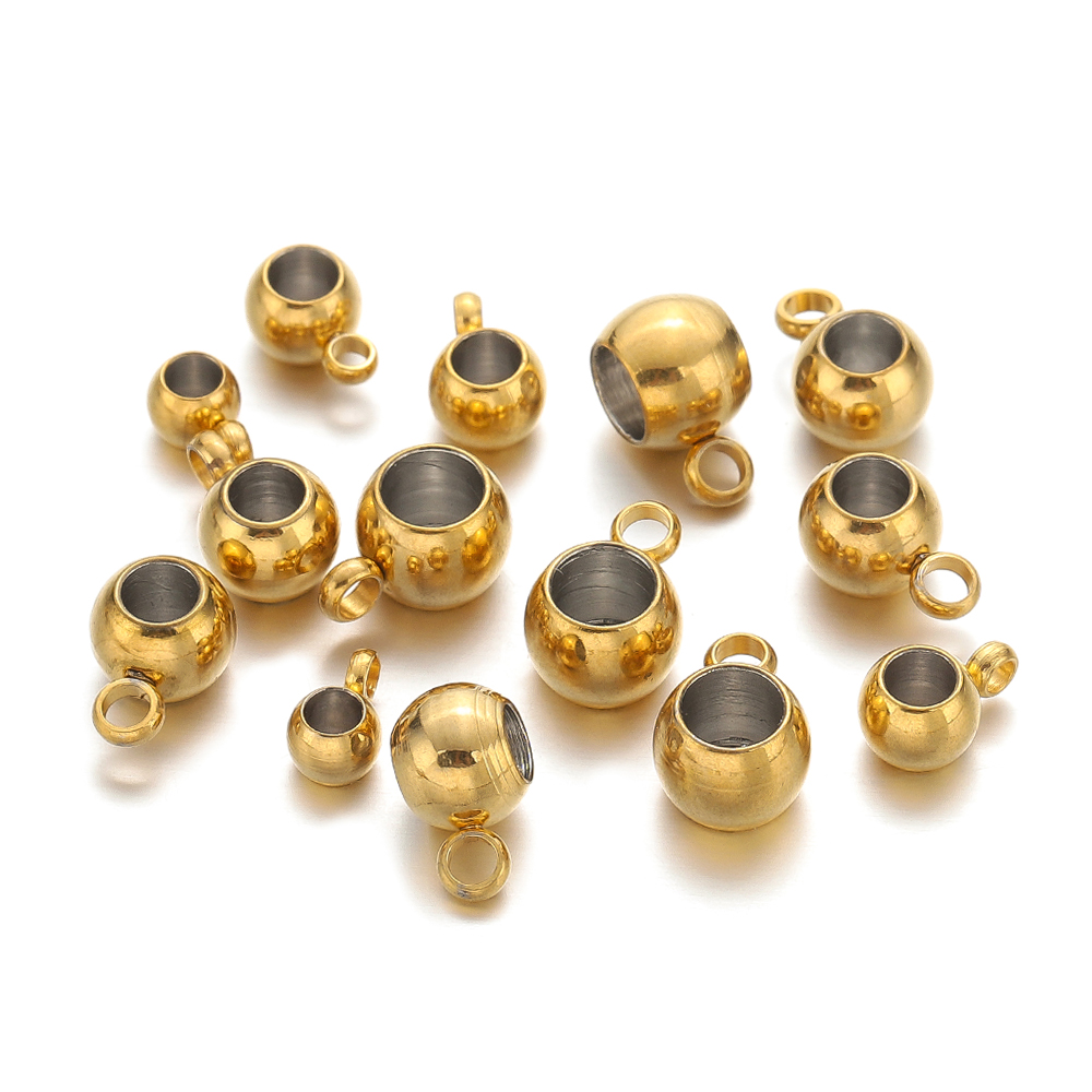 20pcs Stainless Steel Big Hole 2/3/4mm Spacer Beads Pendant Charms Clasps Gold Color Bail Beads for DIY Jewelry Making Findings pen gpt