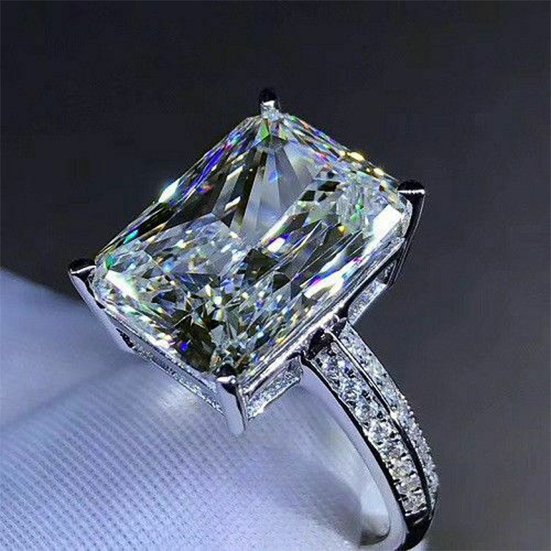 Huitan New Fashion Big Square Crystal Stone Women Wedding Bridal Ring Luxury Engagement Party Anniversary Best Large Rings