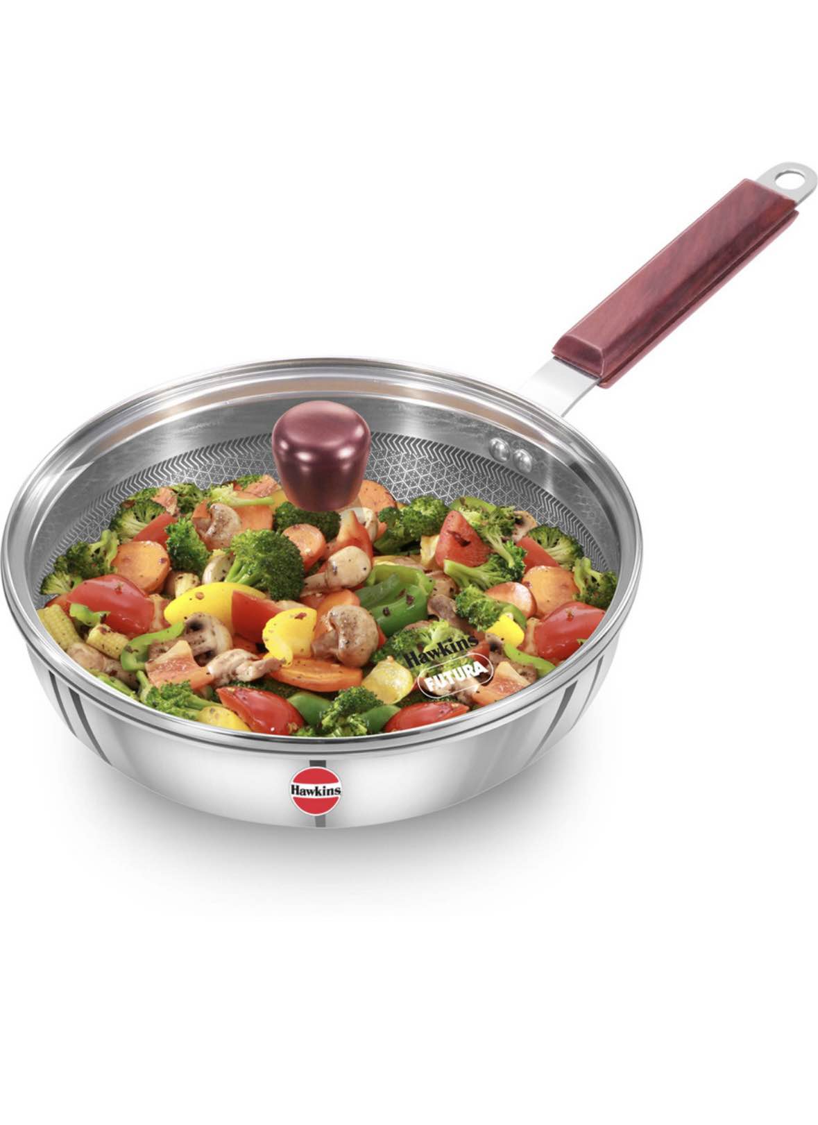 Hawkins Stainless Steel Tri-Ply Frying Pan With Glass Lid And Induction Base(NSF22G) 22 cm