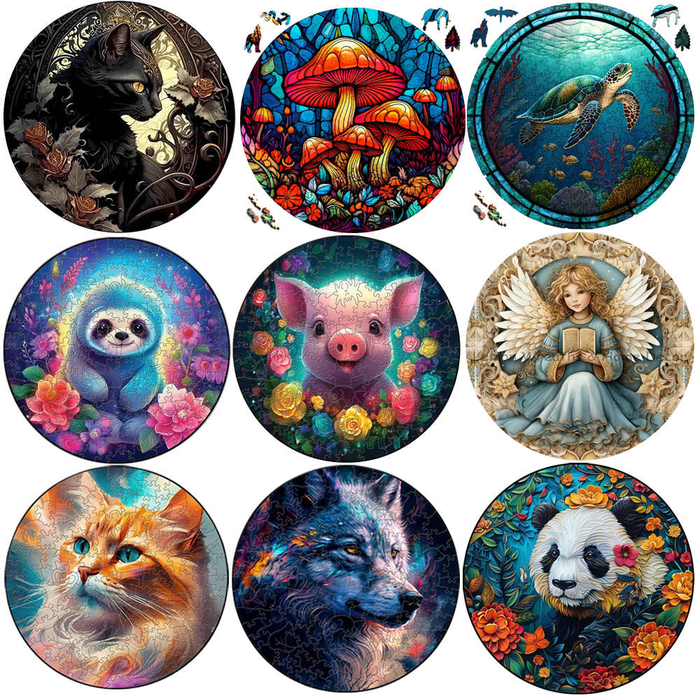 Top Quality 3D Jigsaw Wooden Puzzles pig cat Animal Shape jigsaws for Adults Kid Toys Family Puzzle Game Home Decoration